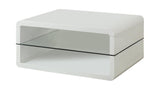 Elana Glossy White Rectangle 2-Shelf Coffee Table by Coaster at Eve Furniture