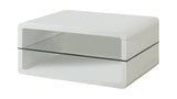 Elana Glossy White Rectangle 2-Shelf Coffee Table