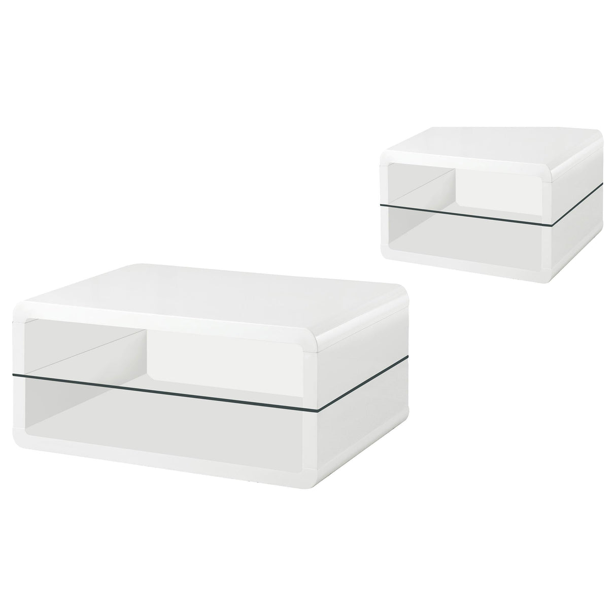 Elana White 2-Piece High Gloss Coffee and End Table Set by Coaster at Eve Furniture