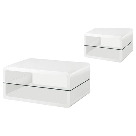 Elana White 2-Piece High Gloss Coffee and End Table Set by Coaster at Eve Furniture