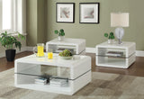 Elana White 3-Piece High Gloss Coffee and End Table Set by Coaster at Eve Furniture
