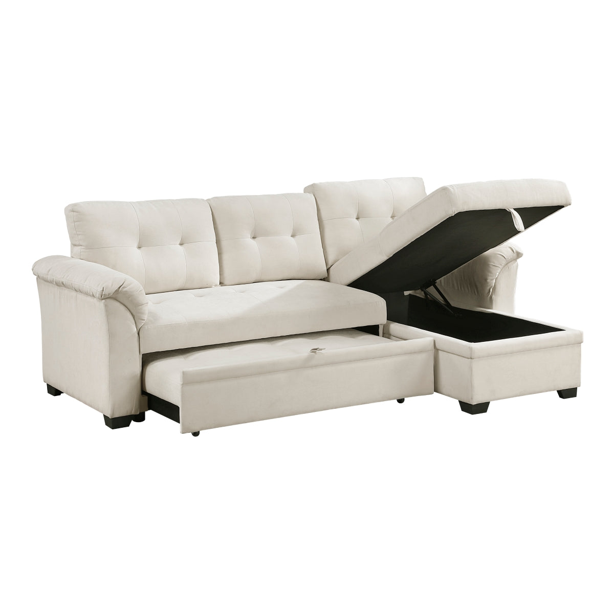 Elara Beige 2-Piece Reversible Sectional with Hidden Storage and Pull-out Bed by Homelegance at Eve Furniture