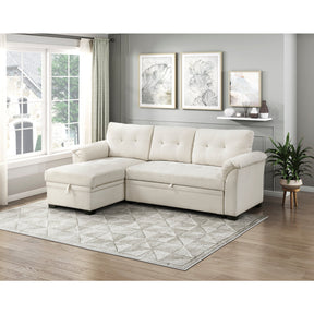 Elara Beige 2-Piece Reversible Sectional with Hidden Storage and Pull-out Bed by Homelegance at Eve Furniture