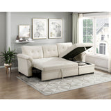 Elara Beige 2-Piece Reversible Sectional with Hidden Storage and Pull-out Bed by Homelegance at Eve Furniture