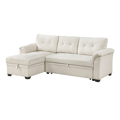 Elara Beige 2-Piece Reversible Sectional with Hidden Storage and Pull-out Bed by Homelegance at Eve Furniture