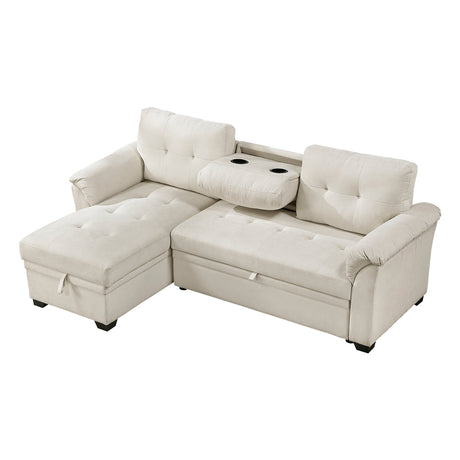Elara Beige 2-Piece Reversible Sectional with Hidden Storage and Pull-out Bed by Homelegance at Eve Furniture