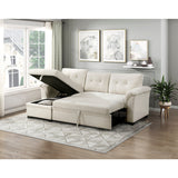 Elara Beige 2-Piece Reversible Sectional with Hidden Storage and Pull-out Bed by Homelegance at Eve Furniture