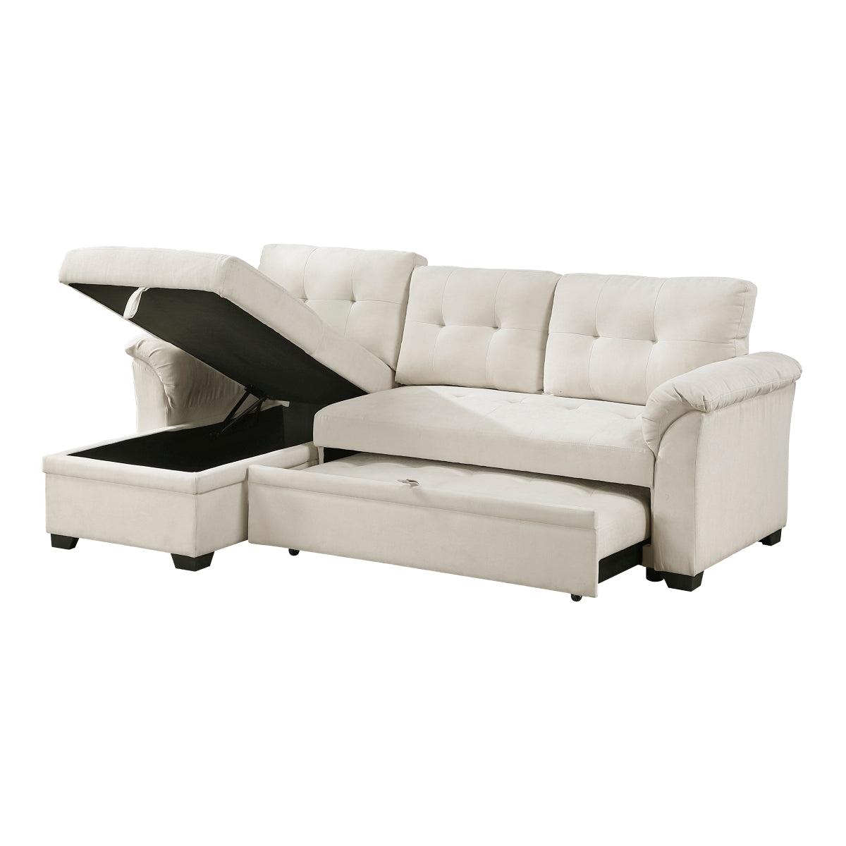 Elara Beige 2-Piece Reversible Sectional with Hidden Storage and Pull-out Bed by Homelegance at Eve Furniture