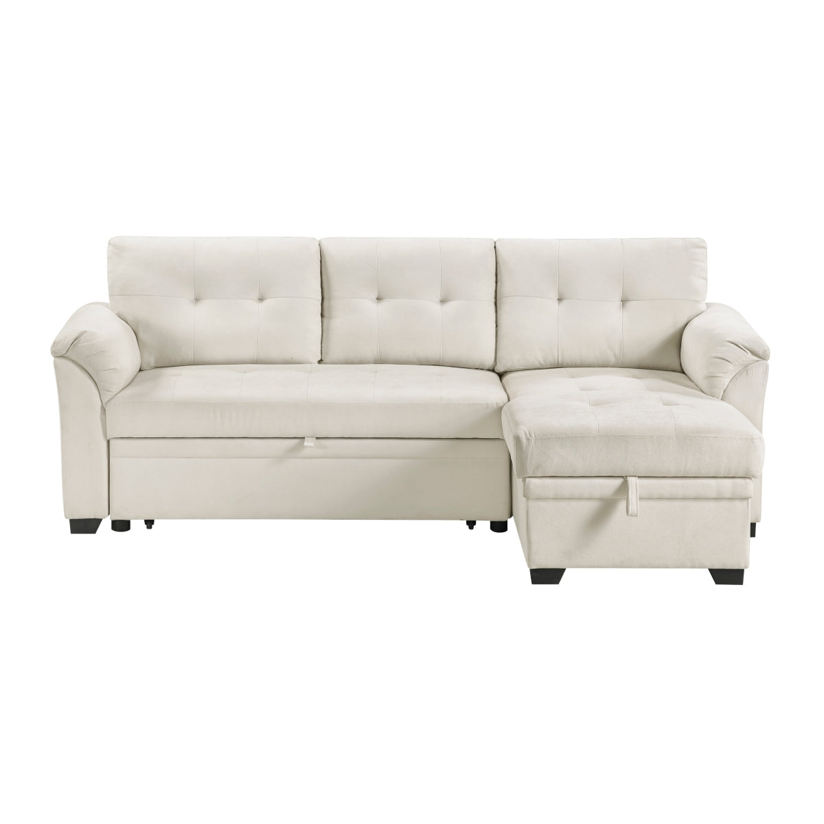 Elara Beige 2-Piece Reversible Sectional with Hidden Storage and Pull-out Bed by Homelegance at Eve Furniture