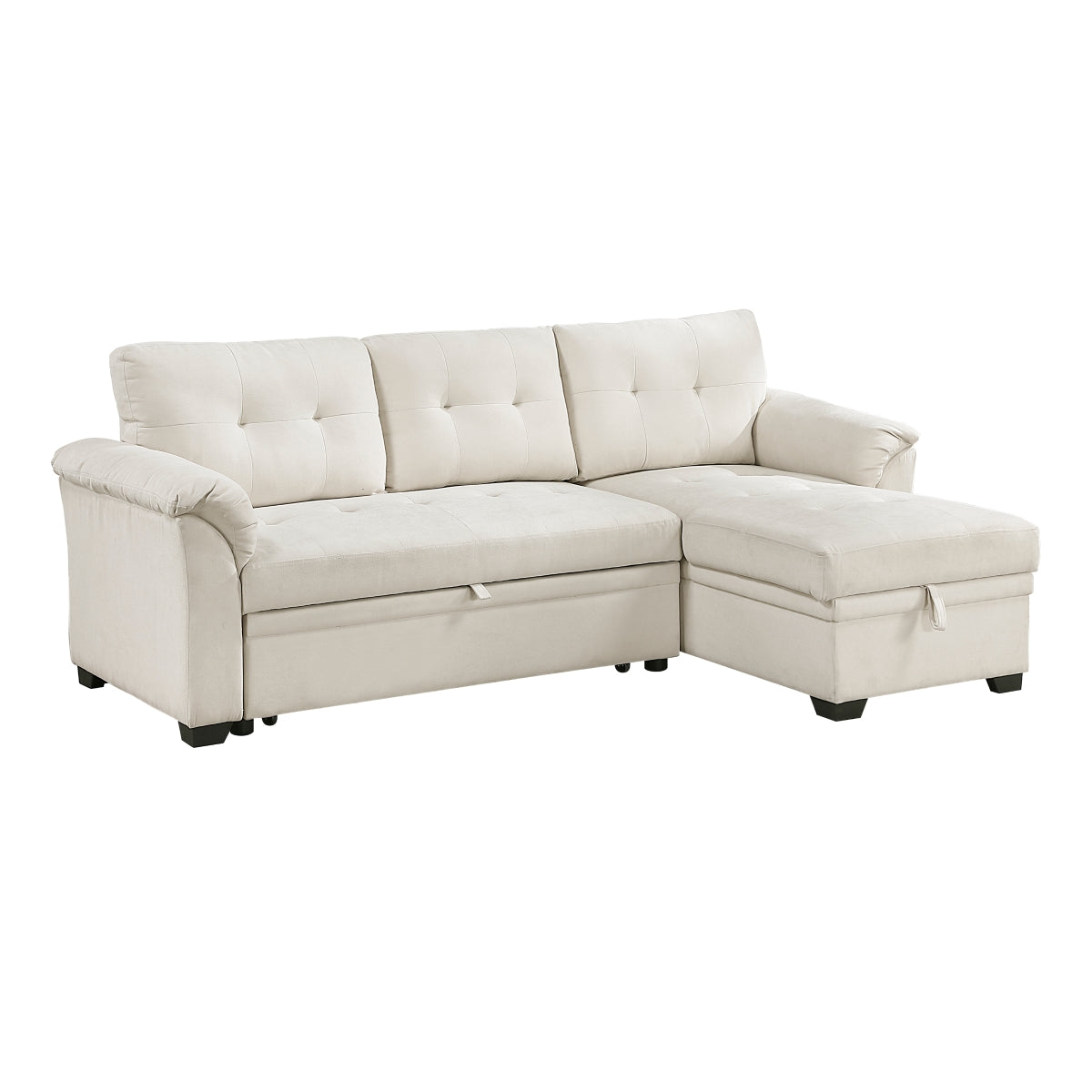 Elara Beige 2-Piece Reversible Sectional with Hidden Storage and Pull-out Bed by Homelegance at Eve Furniture