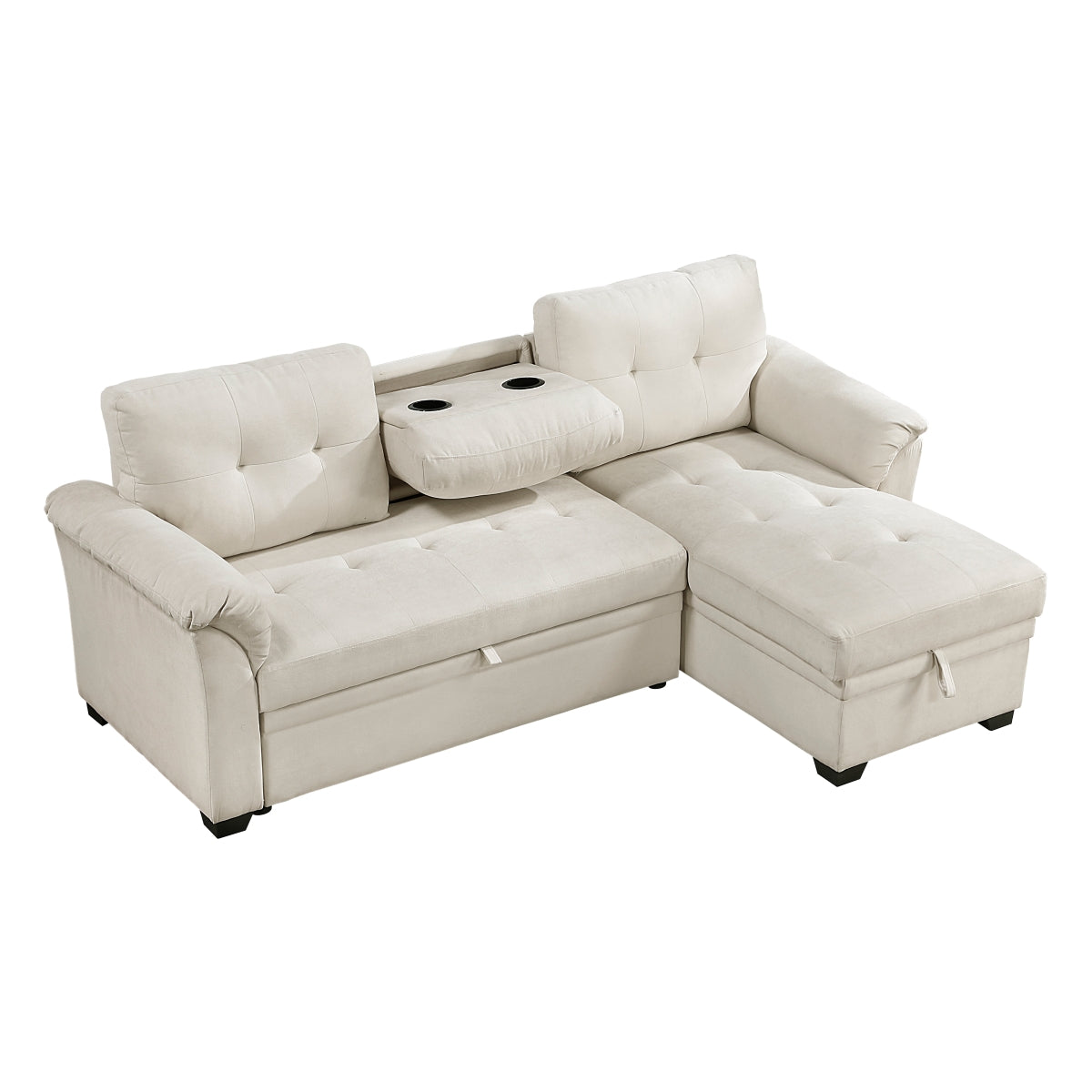 Elara Beige 2-Piece Reversible Sectional with Hidden Storage and Pull-out Bed by Homelegance at Eve Furniture