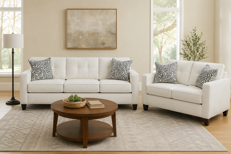 Elara Cream Sofa & Loveseat Set by Happy Homes at Eve Furniture