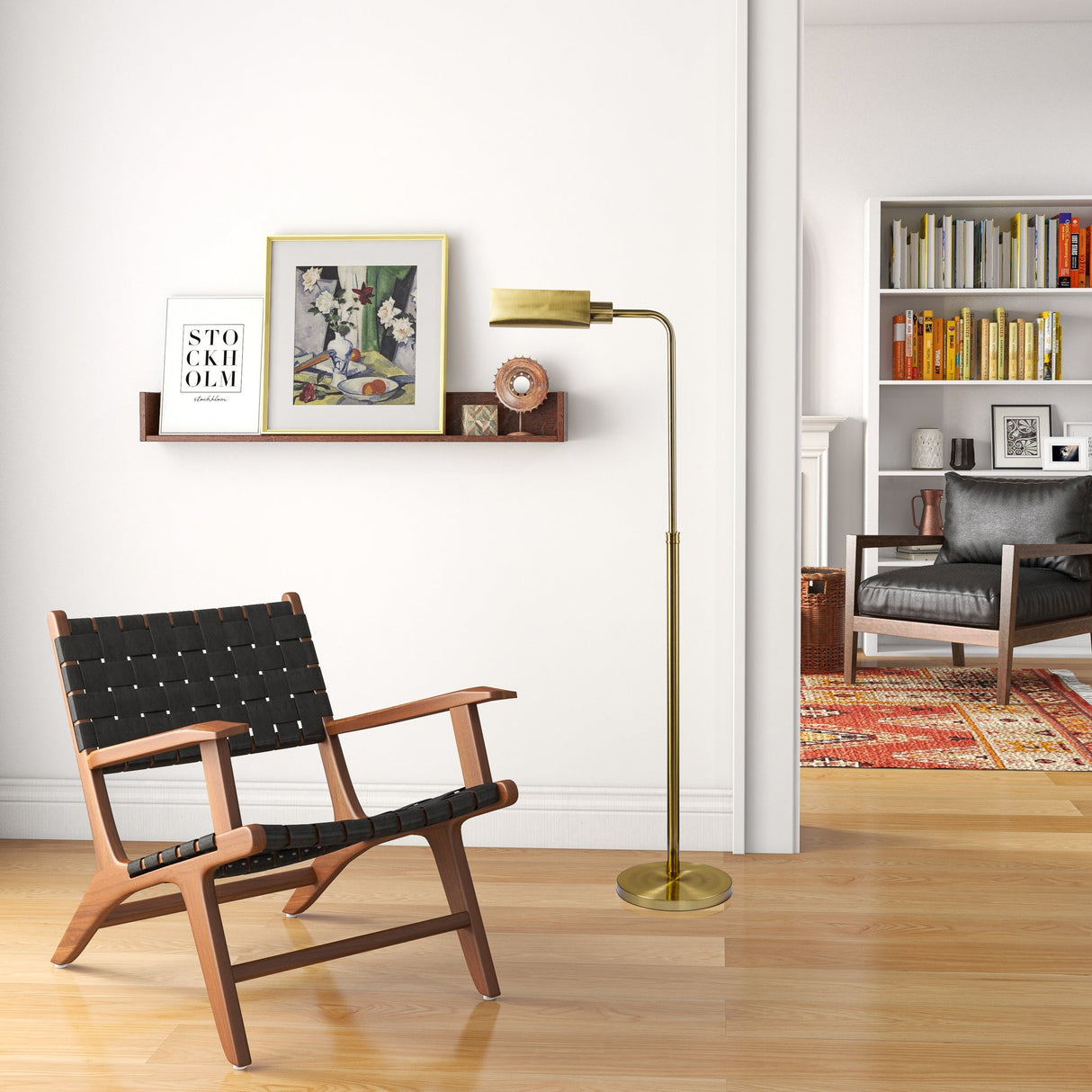 Elara Floor Lamp Gold outer and White inner by Ashcroft Furniture at Eve Furniture
