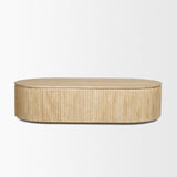 Elara Ribbed Oblong Travertine Coffee Table by Mercana at Eve Furniture