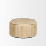 Elara Ribbed Oblong Travertine Coffee Table by Mercana at Eve Furniture