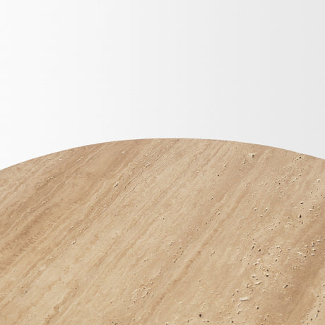Elara Ribbed Oblong Travertine Coffee Table by Mercana at Eve Furniture