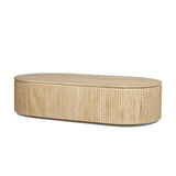 Elara Ribbed Oblong Travertine Coffee Table by Mercana at Eve Furniture