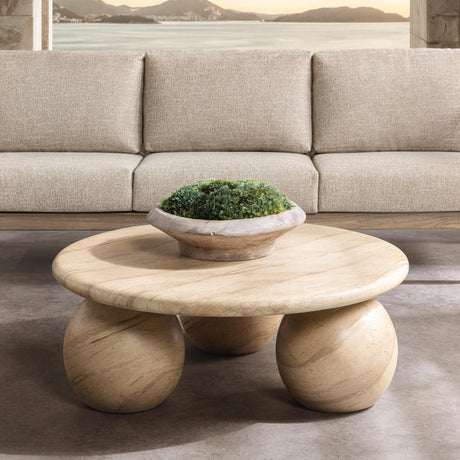Elaria Warm Sandstone 39" Round Outdoor Coffee Table by Classic Home at Eve Furniture