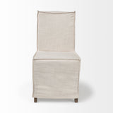 Elbert I Cream Fabric Slip-Cover Brown Wooden Base Dining Chair, Set of 2 by Mercana at Eve Furniture