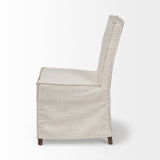 Elbert I Cream Fabric Slip-Cover Brown Wooden Base Dining Chair, Set of 2 by Mercana at Eve Furniture