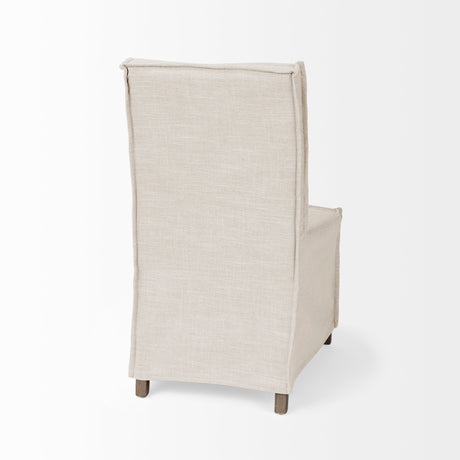Elbert I Cream Fabric Slip-Cover Brown Wooden Base Dining Chair, Set of 2 by Mercana at Eve Furniture