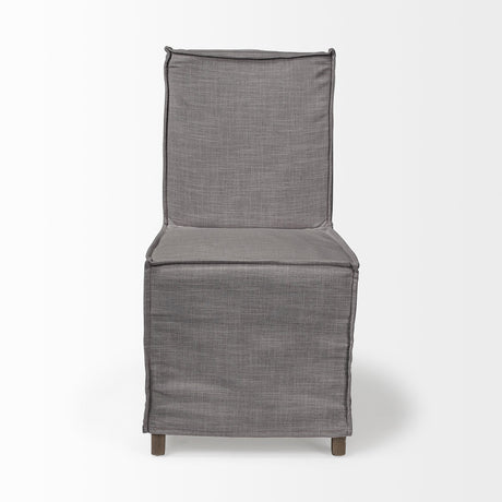 Elbert I Grey Fabric Slip-Cover Brown Wooden Base Dining Chair, Set of 2 by Mercana at Eve Furniture