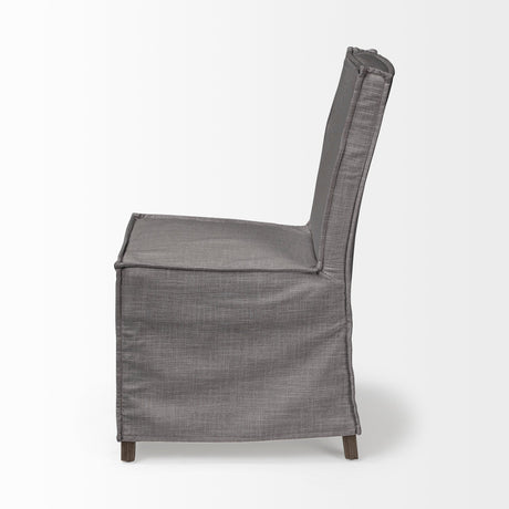 Elbert I Grey Fabric Slip-Cover Brown Wooden Base Dining Chair, Set of 2 by Mercana at Eve Furniture