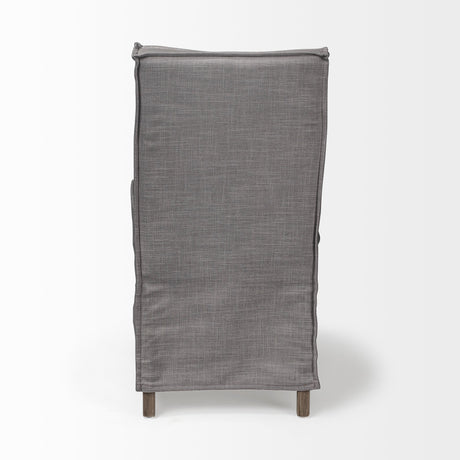 Elbert I Grey Fabric Slip-Cover Brown Wooden Base Dining Chair, Set of 2 by Mercana at Eve Furniture