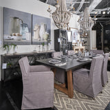 Elbert I Grey Fabric Slip-Cover Brown Wooden Base Dining Chair, Set of 2 by Mercana at Eve Furniture
