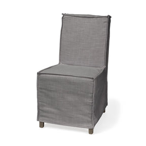 Elbert I Grey Fabric Slip-Cover Brown Wooden Base Dining Chair, Set of 2 by Mercana at Eve Furniture