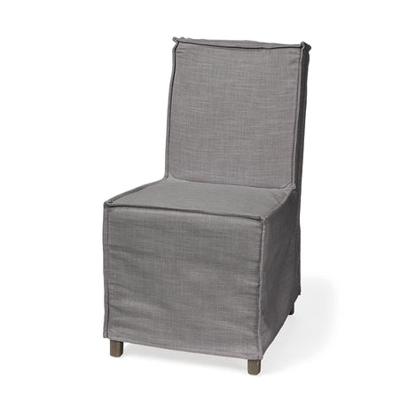 Elbert I Grey Fabric Slip-Cover Brown Wooden Base Dining Chair, Set of 2 by Mercana at Eve Furniture