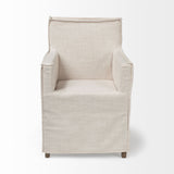Elbert II Cream Fabric Slip-Cover Brown Wood Frame Dining Chair by Mercana at Eve Furniture