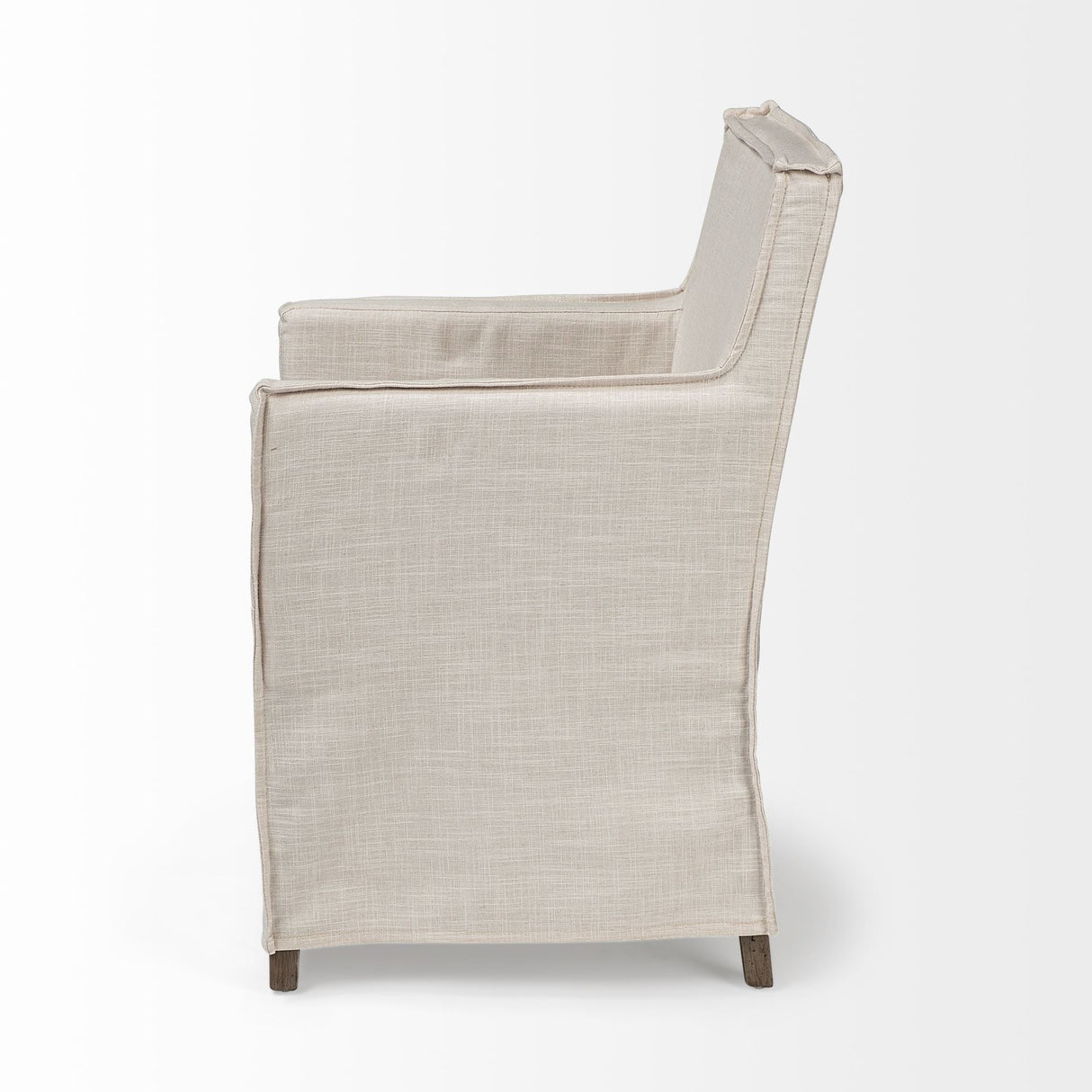 Elbert II Cream Fabric Slip-Cover Brown Wood Frame Dining Chair by Mercana at Eve Furniture