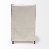 Elbert II Cream Fabric Slip-Cover Brown Wood Frame Dining Chair by Mercana at Eve Furniture