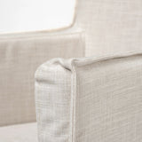 Elbert II Cream Fabric Slip-Cover Brown Wood Frame Dining Chair by Mercana at Eve Furniture