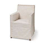 Elbert II Cream Fabric Slip-Cover Brown Wood Frame Dining Chair by Mercana at Eve Furniture