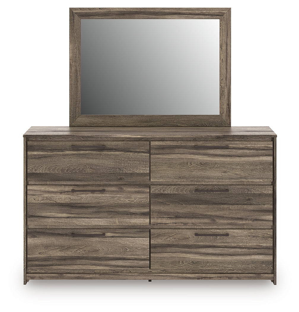 Elbrim Brown King Panel Bedroom Set with Dresser, Mirror and Nightstand