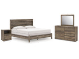 Elbrim Brown King Panel Bedroom Set with Dresser, Mirror and Nightstand by Ashley at Eve Furniture