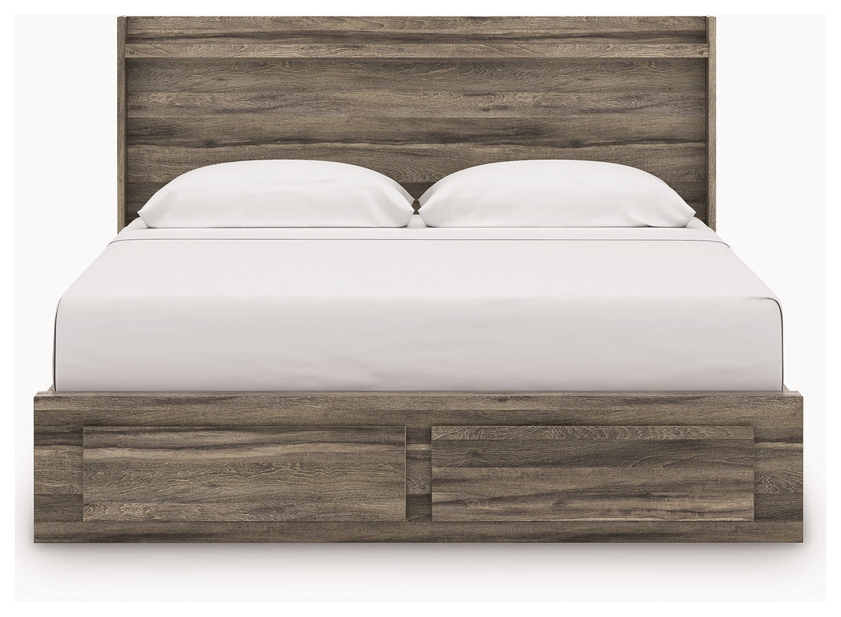 Elbrim Brown King Panel Storage Bedroom Set with Dresser and Nightstand
