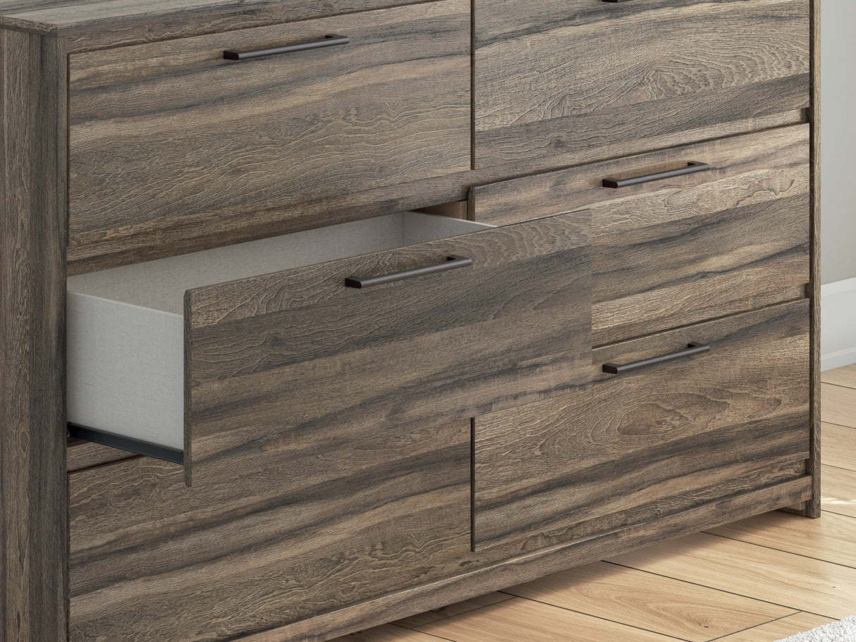 Elbrim Brown King Panel Storage Bedroom Set with Dresser and Nightstand