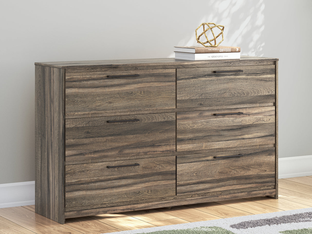 Elbrim Brown King Panel Storage Bedroom Set with Dresser and Nightstand