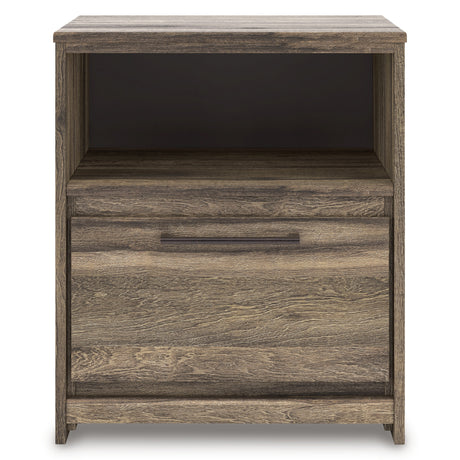 Elbrim Brown LED Storage Panel Bedroom Set with 2 Footboard Drawers by Ashley at Eve Furniture