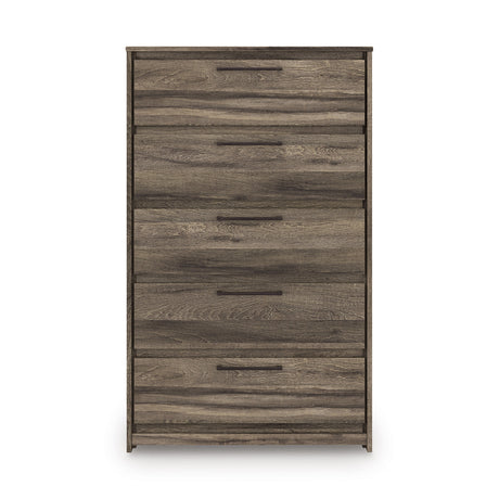 Elbrim Brown LED Storage Panel Bedroom Set with 2 Footboard Drawers by Ashley at Eve Furniture