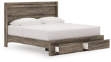Elbrim Brown LED Storage Panel Bedroom Set with 2 Footboard Drawers by Ashley at Eve Furniture