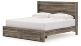 Elbrim Brown LED Storage Panel Bedroom Set with 2 Footboard Drawers by Ashley at Eve Furniture