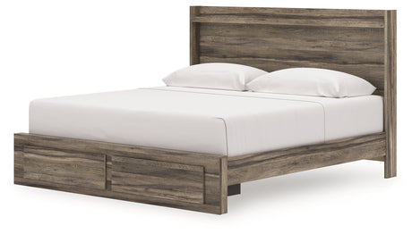 Elbrim Brown LED Storage Panel Bedroom Set with 2 Footboard Drawers by Ashley at Eve Furniture