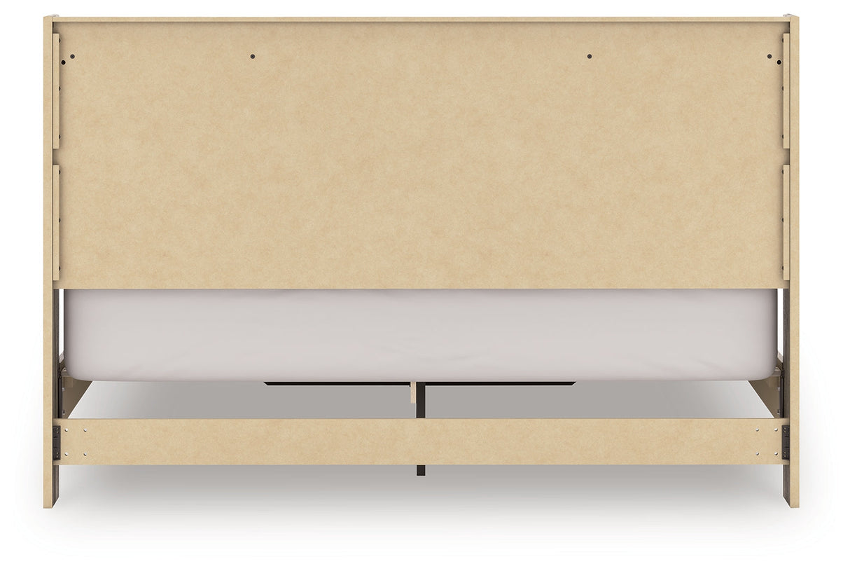 Elbrim Brown LED Storage Panel Bedroom Set with 2 Footboard Drawers by Ashley at Eve Furniture