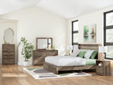 Elbrim Brown LED Storage Panel Bedroom Set with 2 Footboard Drawers by Ashley at Eve Furniture