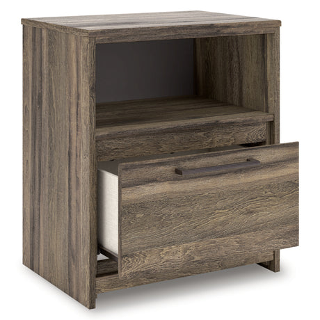 Elbrim Brown LED Storage Panel Bedroom Set with 4 Drawers by Ashley at Eve Furniture