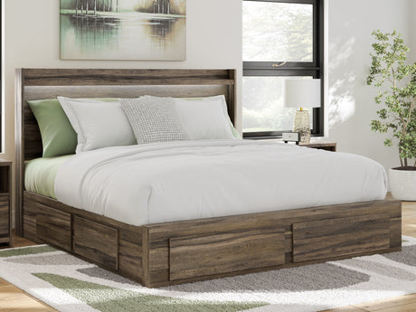 Elbrim Brown LED Storage Panel Bedroom Set with 4 Drawers by Ashley at Eve Furniture